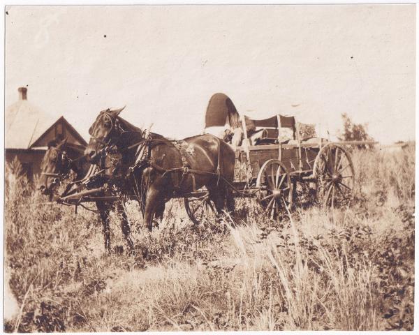 Bird C. Seward's covered wagon, c.1911