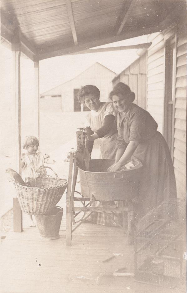 Ellen McCombs and Help Laundering Clothes, c.1910