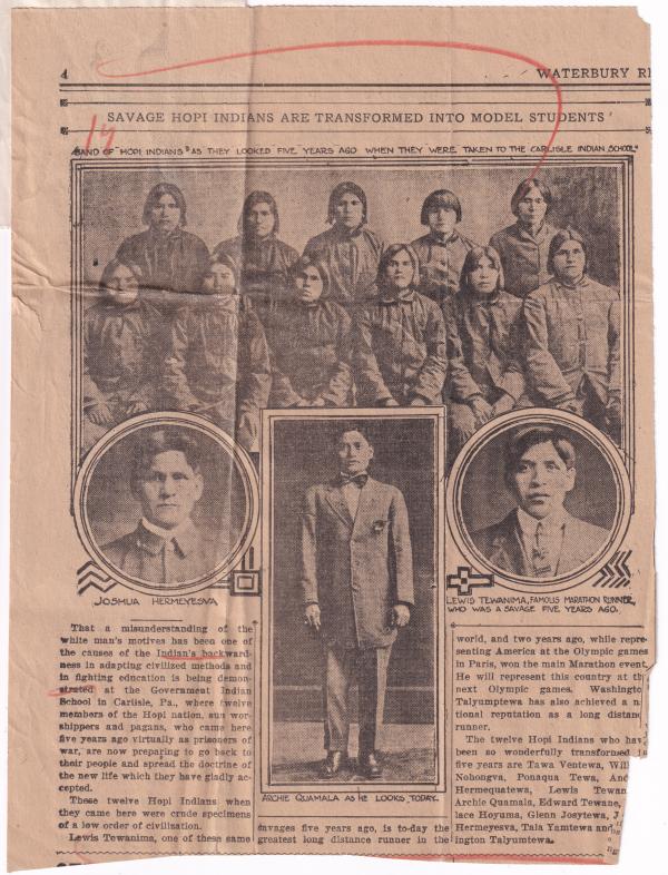 "Savage Hopi Indians are Transformed into Model Students," c.1910