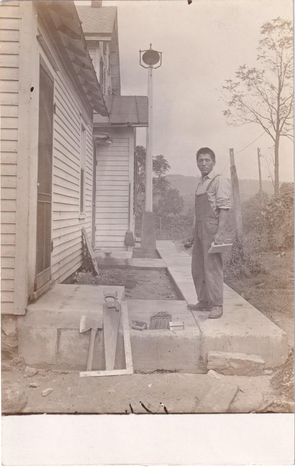 Harry John laying cement, #2, c.1914