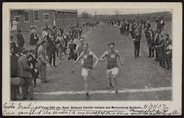 Final 220 yds. Dash Between Carlisle Indians and Mercersburg Academy, c.1900