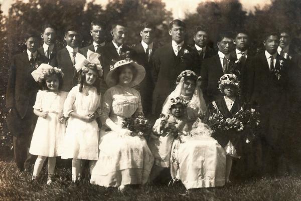 Jim Thorpe and Iva Miller Bridal Party [version 1], 1913