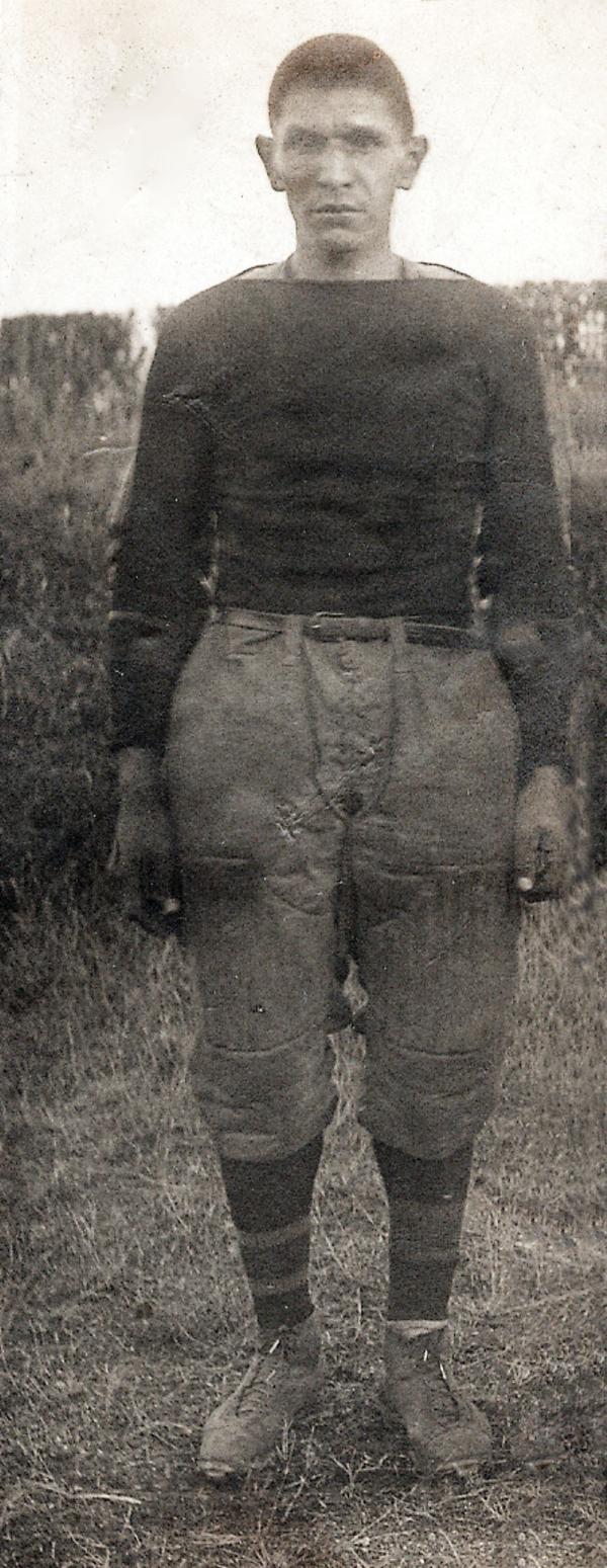 Robert Hill in football uniform, c. 1913