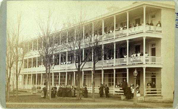 Girls' Quarters with Female Students, Staff, and Visitors, c. 1882