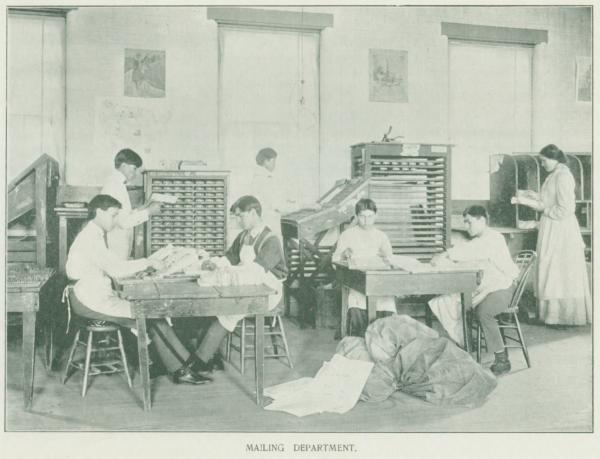 Students in the Mailing Department, 1901