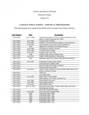 Carlisle Indian School Individual Photographs at Dickinson College