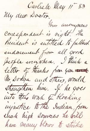Letter from Richard H. Pratt to Cornelius R. Agnew, May 11, 1883