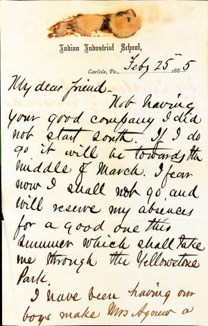 Letter from Richard H. Pratt to Cornelius R. Agnew, February 25, 1885