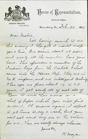 Letter from Henry Meyer to Unknown Recipient, February 24, 1883