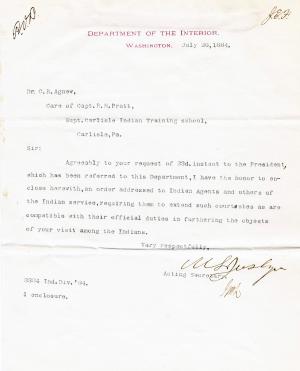 Letter from M. S. Juslyn to Cornelius R. Agnew, July 26, 1884