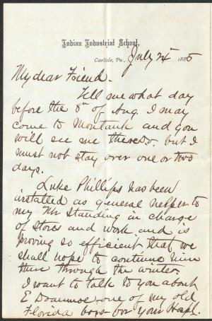 Letter from Richard H. Pratt to Cornelius R. Agnew, July 24, 1885