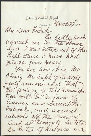 Letter from Richard H. Pratt to Cornelius R. Agnew, March 27, 1886