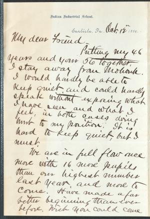 Letter from Richard H. Pratt to Cornelius R. Agnew, October 12, 1886