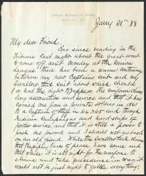 Letter from Richard H. Pratt to Cornelius R. Agnew, January 31, 1888