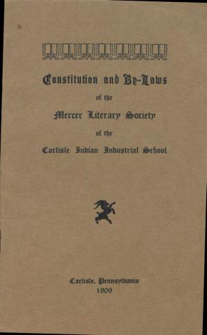 Mercer Literary Society Constitution and By-Laws, 1909