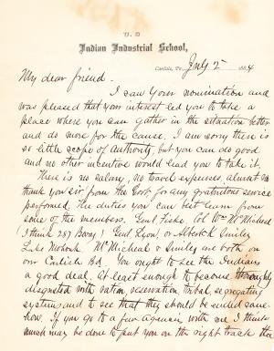 Letter from Richard H. Pratt to Cornelius R. Agnew, July 2, 1884