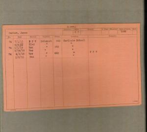 orange card with type-written text