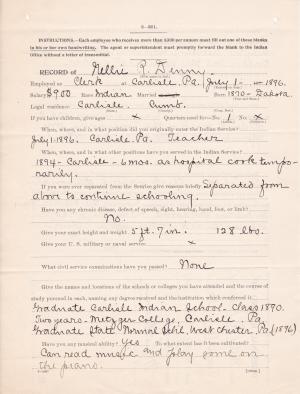 Personnel File of Nellie Robertson Denny, Clerk and Outing Manager