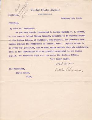 Personnel File of William A. Mercer, Superintendent