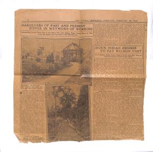 Selection from Personnel Folder of William P. Campbell newspaper clipping with title "Sioux Indian Desires to Pay Wilson Visit"