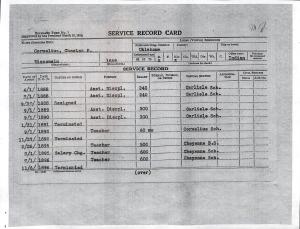 Index Card with table recording demographic information and details of employment