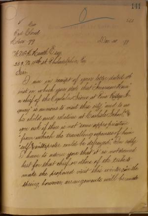 A hand-written letter on yellowed paper 