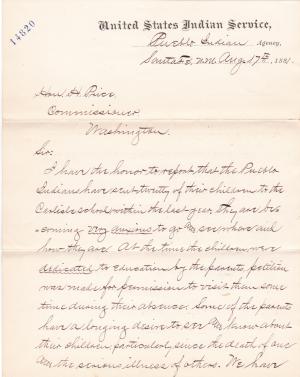 Request of Pueblo Indians to Visit Carlisle and Washington