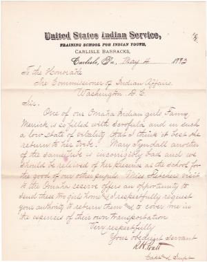 Request to Send Home Fannie Merrick and Mary Tyndall