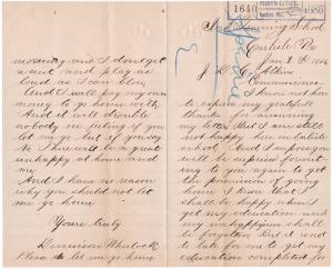 Dennison Wheelock Letter to Commissioner of Indian Affairs