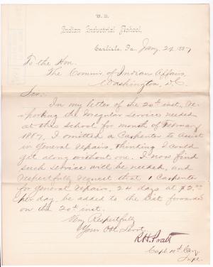 Request to Add Carpenter to Irregular Employee Roll for February 1887