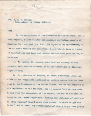 Report on the Hampton Institute and the Carlisle Indian School Report on the Hampton Institute and the Carlisle Indian School