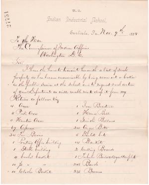List of Unserviceable Property and Requesting it be Dropped from Property Returns for November 1888