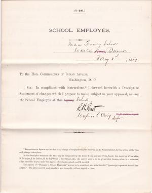 Descriptive Statement of Changes in School Employees, May 1889