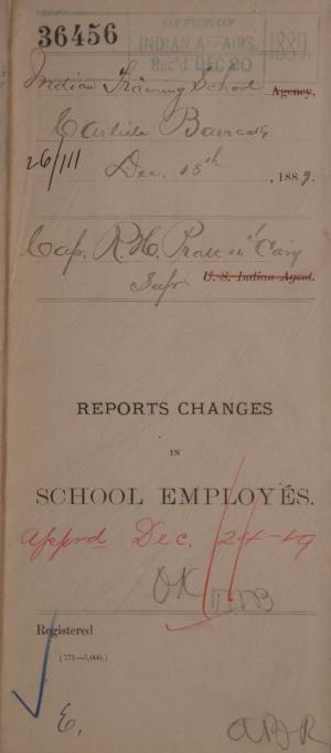 Descriptive Statement of Changes in School Employees, December 1889