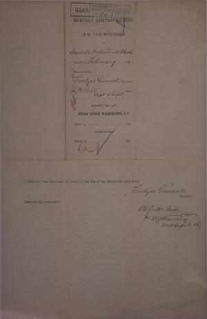 Monthly Sanitary Report of Sick and Wounded, February 1890