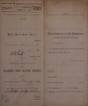 Requisition for Blanks and Blank Books, July 1890