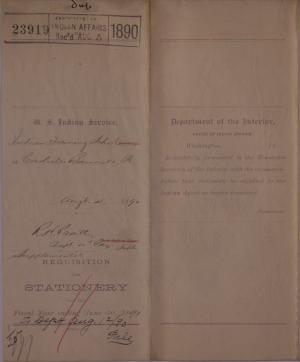 Supplemental Requisition for Stationery, August 1890