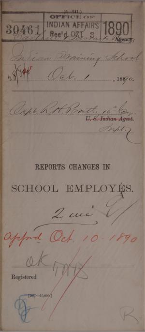 Descriptive Statement of Changes in School Employees and Applications, October 1890