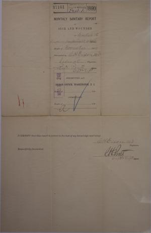 Monthly Sanitary Report of Sick and Wounded, November 1890