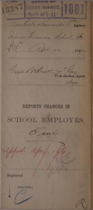 Descriptive Statement of Changes in School Employees and Application, April 1891