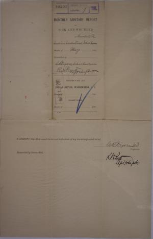 Monthly Sanitary Report of Sick and Wounded, May 1891