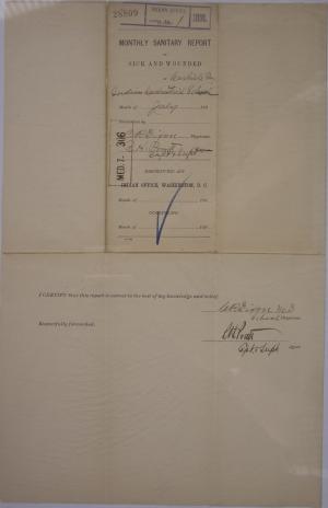 Monthly Sanitary Report of Sick and Wounded, July 1891