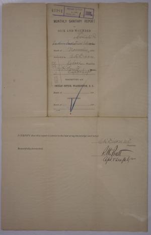 Monthly Sanitary Report of Sick and Wounded, November 1891