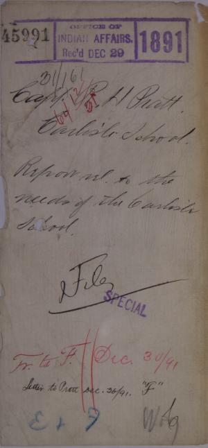Report Responding to Questions on the Carlisle Indian School Report Responding to Questions on the Carlisle Indian School