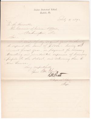 Request to Expend $5000 in Travel Expenses in 1892-1893 Fiscal Year
