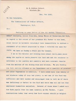Pratt Responds to Request to Return Ely S. Parker Pratt Responds to Request to Return Ely S. Parker