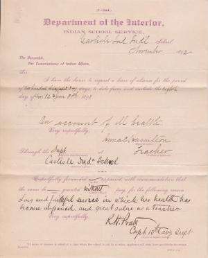 Anna C. Hamilton's Request for Leave of Absence 