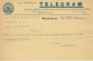 Attention Called to Clara C. McAdam's Request for Sick Leave of Absence (Telegram)