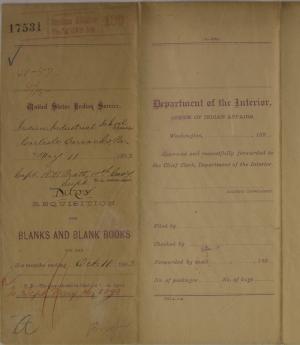 Requisition for Blanks and Blank Books, May 1893