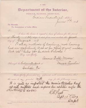 Annie B. Moore's Application for Leave of Absence 